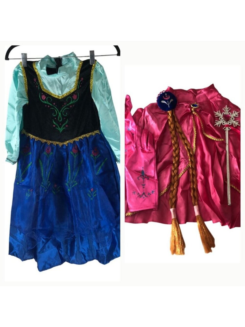Princess Anna Frozen Costume Dress Accessories Girls Size 10 Cape Gloves & Wand